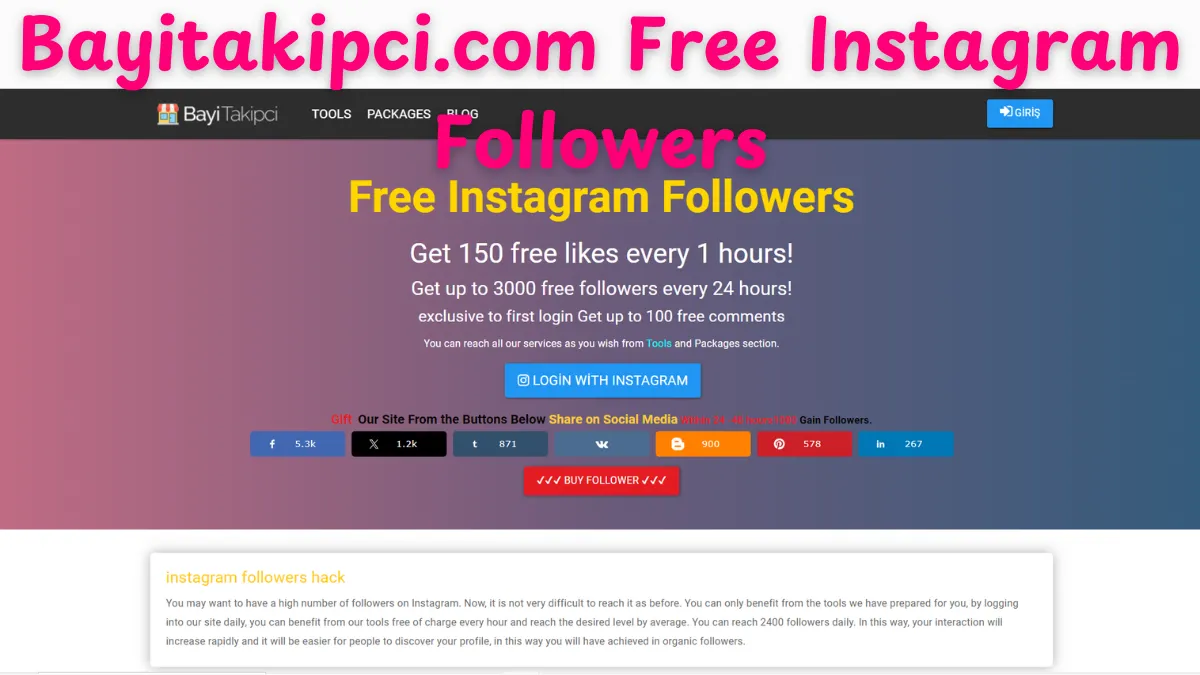 Bayitakipci.com Free Instagram Followers